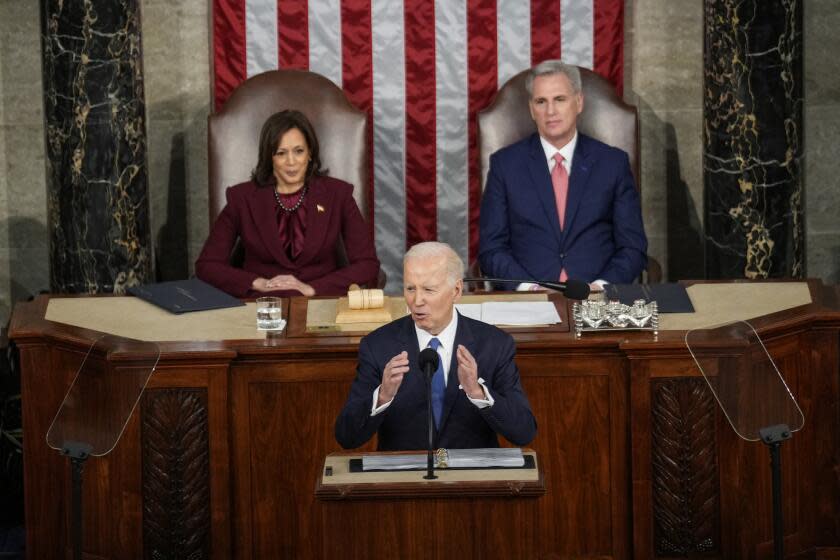 President Joe Biden speaks during a State of the Union address at the U.S. Capitol on Feb. 7, 2023 in Washington, DC.