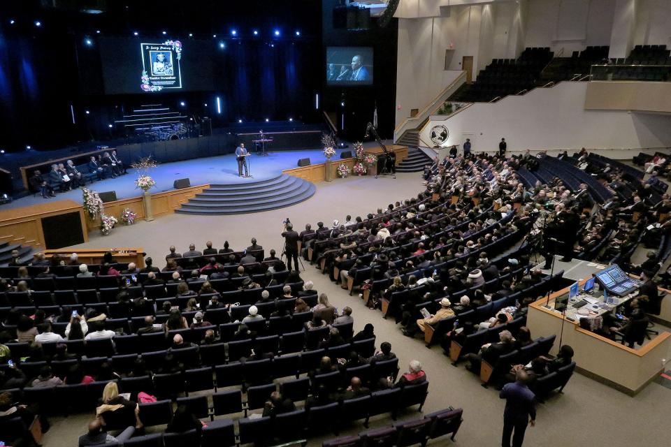 People fill the Epic Church International in Sayreville Wednesday evening, February 8, 2023, for memorial service honoring slain Councilwoman Eunice Dwumfour.