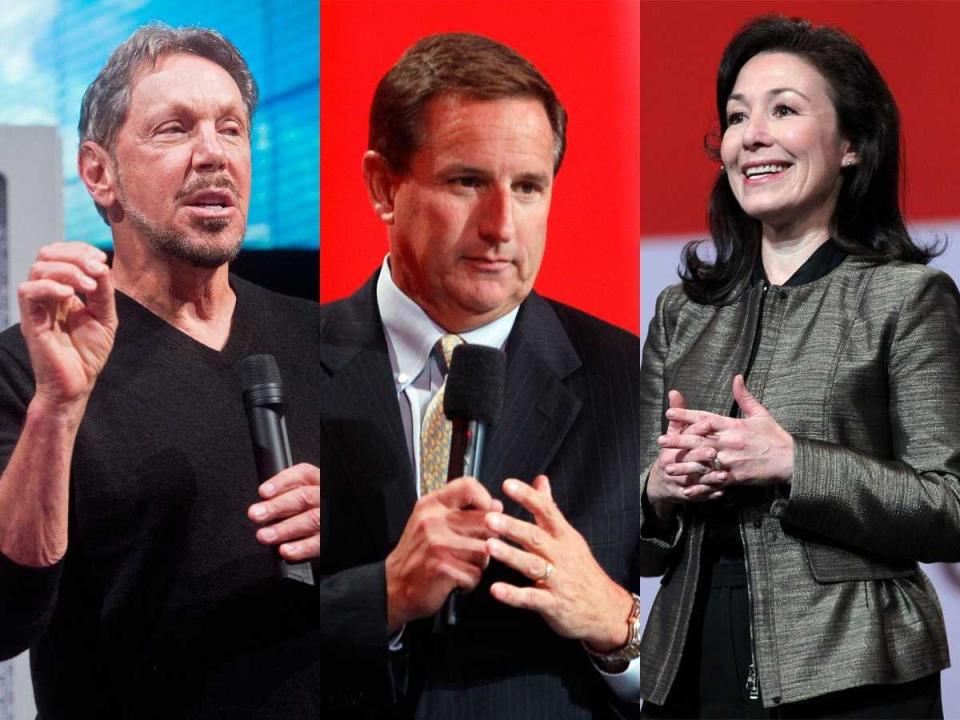 larry ellison, mark hurd, safra catz, oracle, sv100 2015