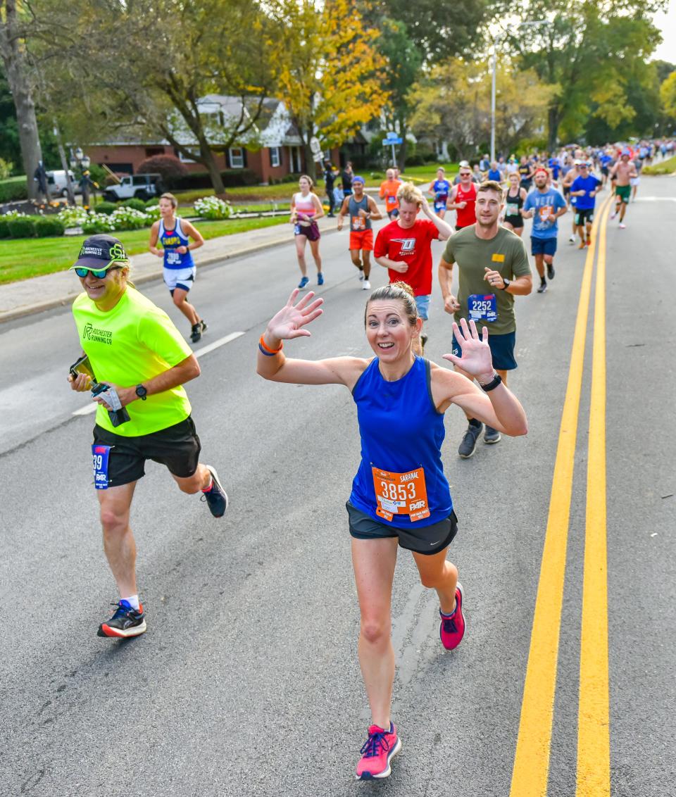 Runners make their way down The Parkway during the historic 44th Annual Boilermaker Road Race, Oct. 10, 2021 in Utica, N.Y.