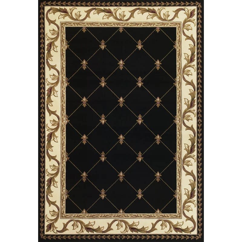 Corinthian Black Fleur-De-Lis Area Rug