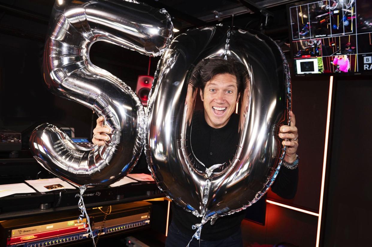 vernon kay celebrating his 50th birthday at radio 2