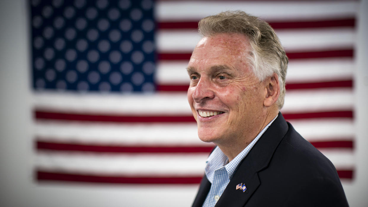 Terry McAuliffe, the Democratic gubernatorial candidate for Virginia, after a meeting with Republican leaders in Chantilly, Va., on Aug. 26, 2021.