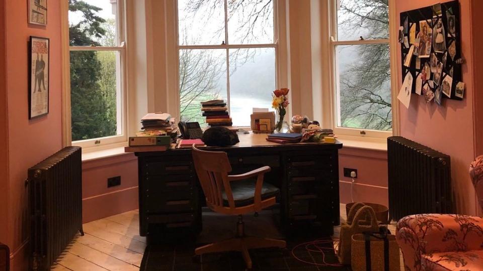 Dawn French's pink writing room inside her Cornwall home