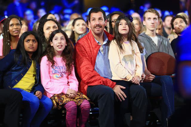 <p>Christopher Polk/KCA2016/Getty </p> Adam Sandler with his daughters at the 2016 Kids' Choice Awards