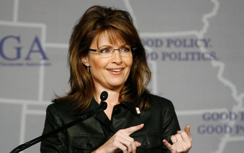 Sarah Palin speaks at the 2008 Republican Governors Association Annual Conference in Miami as governor of Alaska - HANS DERYK 