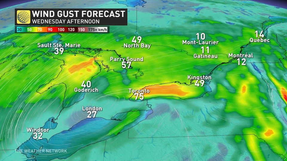 Ontario winds Wed afternoon