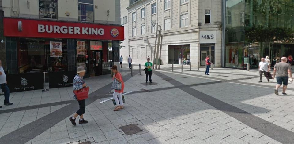 Mr O’Brien was said to have become unwell while sleeping in the doorway of Burger King (Google Maps)