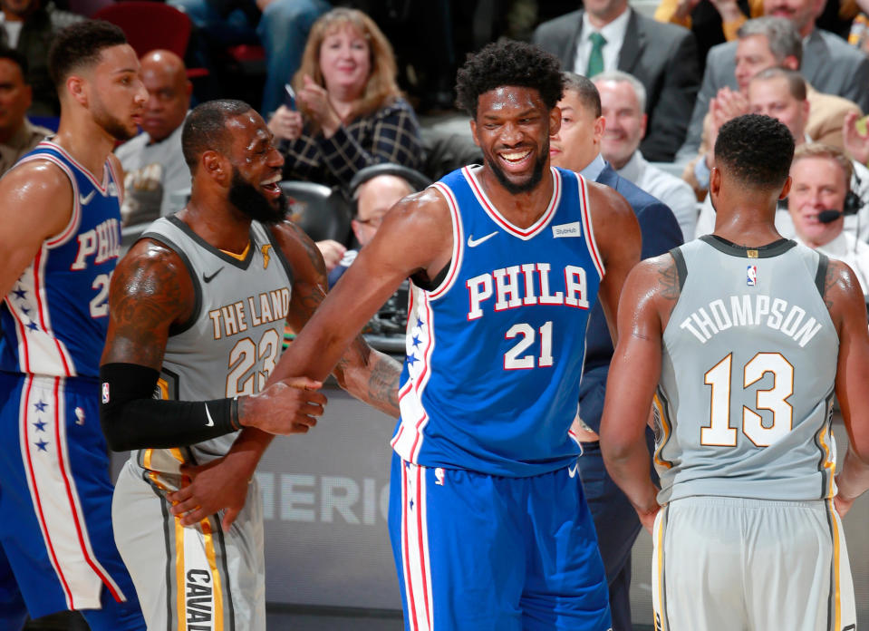 LeBron James and Joel Embiid are strictly cordial professional acquaintances, Clevelanders. Nothing more! (Getty)