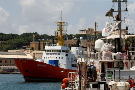 FILE PHOTO: The humanitarian ship Aquarius is seen at Boiler Wharf in Senglea, in Valletta's Grand Harbour, Malta August 15, 2018. REUTERS/Darrin Zammit Lupi/File Photo