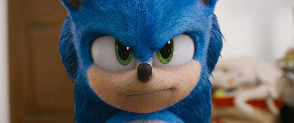 Sonic (Ben Schwartz) in SONIC THE HEDGEHOG from Paramount Pictures and Sega. Photo Credit: Courtesy Paramount Pictures and Sega of America.