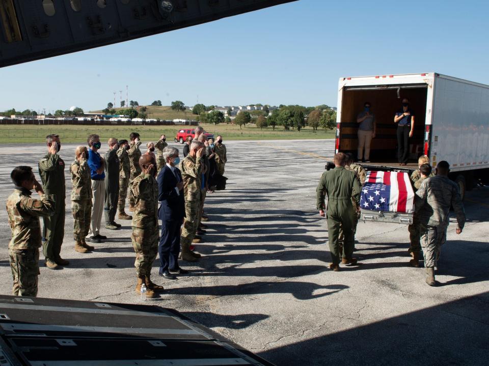 Offutt military base casket remains honorable transfer case