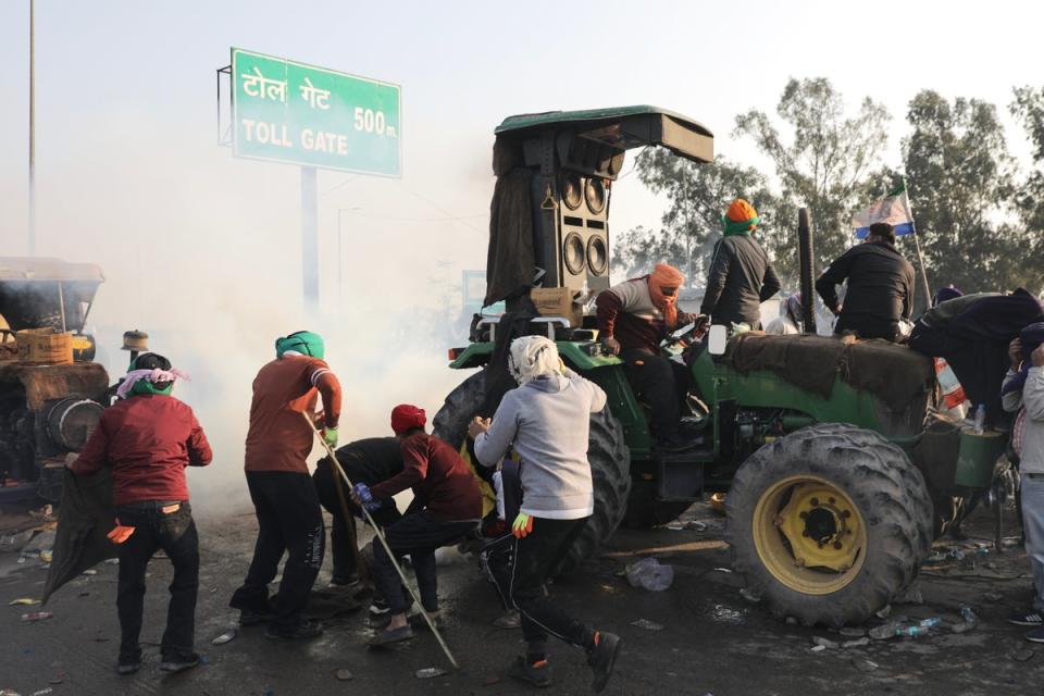 Indian farmers continue to protest at Shambhu Haryana-Punjab border point (EPA)