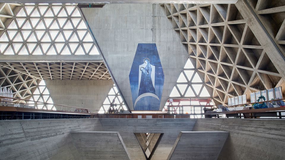 The concrete triangular motifs of the Templo Mariano di Monte Grisa, Trieste, Italy, completed in 1965. - Jamie McGregor Smith