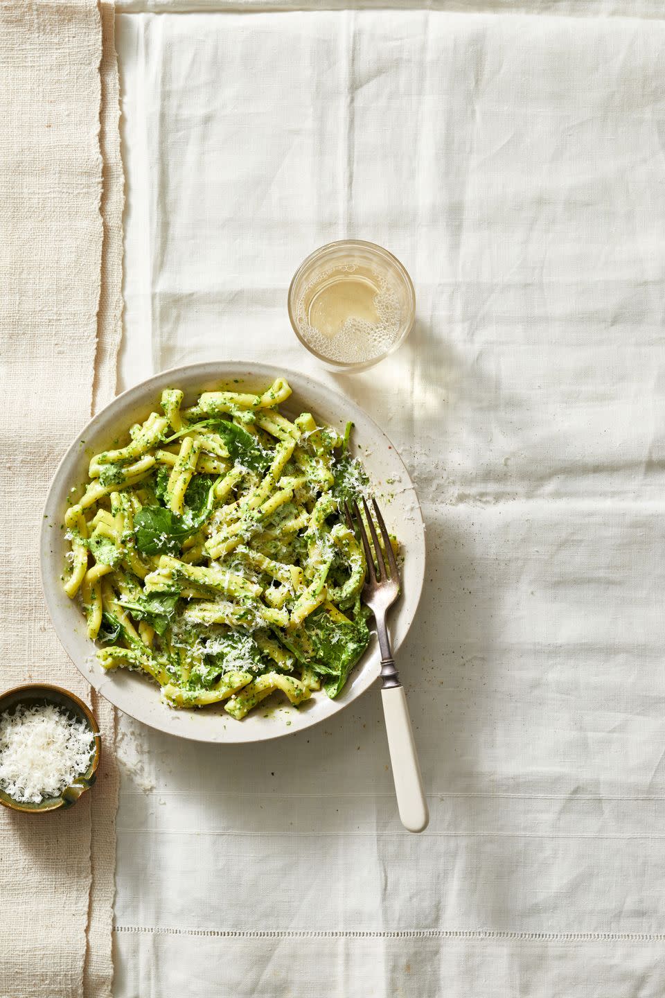 creamy kale pasta on a plate