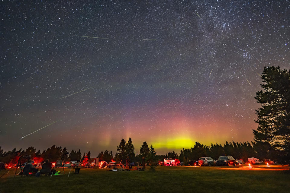 The Perseid meteor shower over the Saskatchewan Summer Star Party, on August 10, 2018, with an aurora as a bonus. / Credit: VW Pics/Universal Images Group via Getty Images