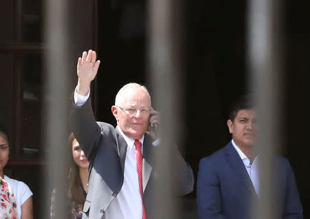 Peru's President Pedro Pablo Kuczynski leaves Government Palace after presenting his resignation to Congress in Lima, Peru March 21, 2018. REUTERS/Mariana Bazo