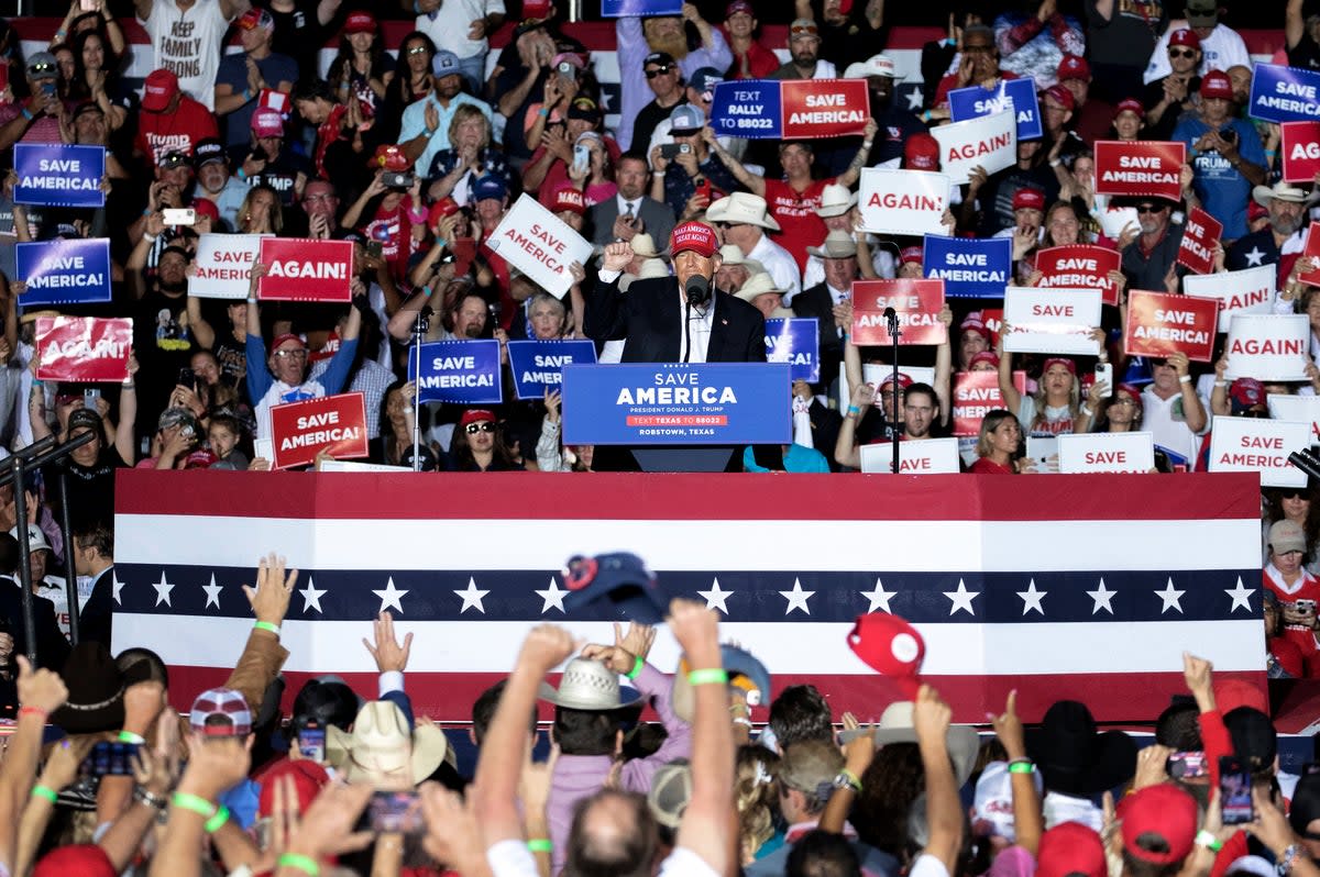 Former president Trump speaks at a rally in Texas on October 22nd  (Copyright 2022 The Associated Press. All rights reserved)