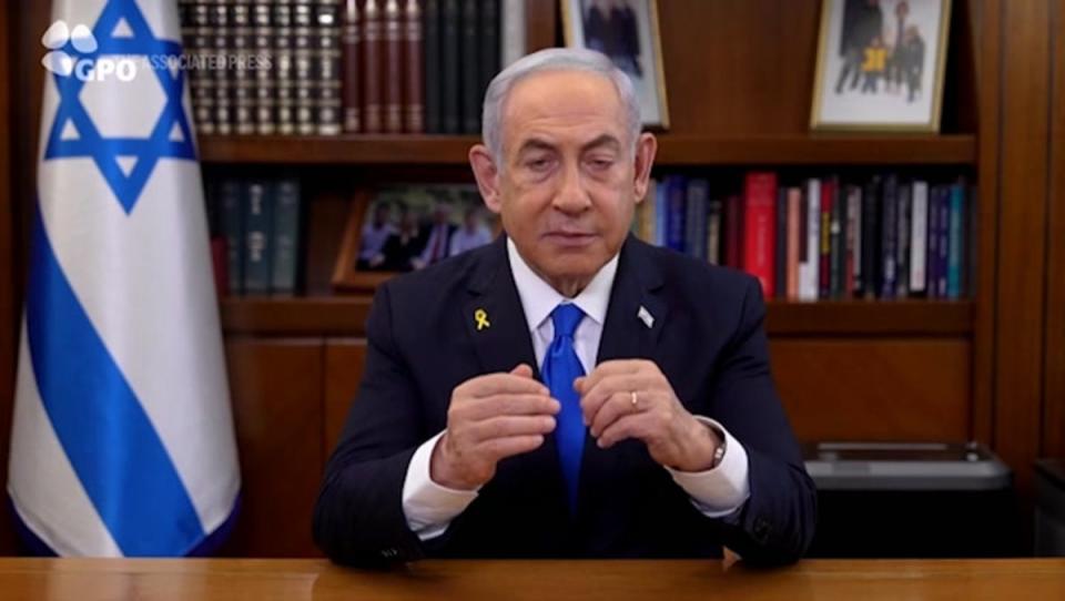 Netanyahu released a video address yesterday (AP)