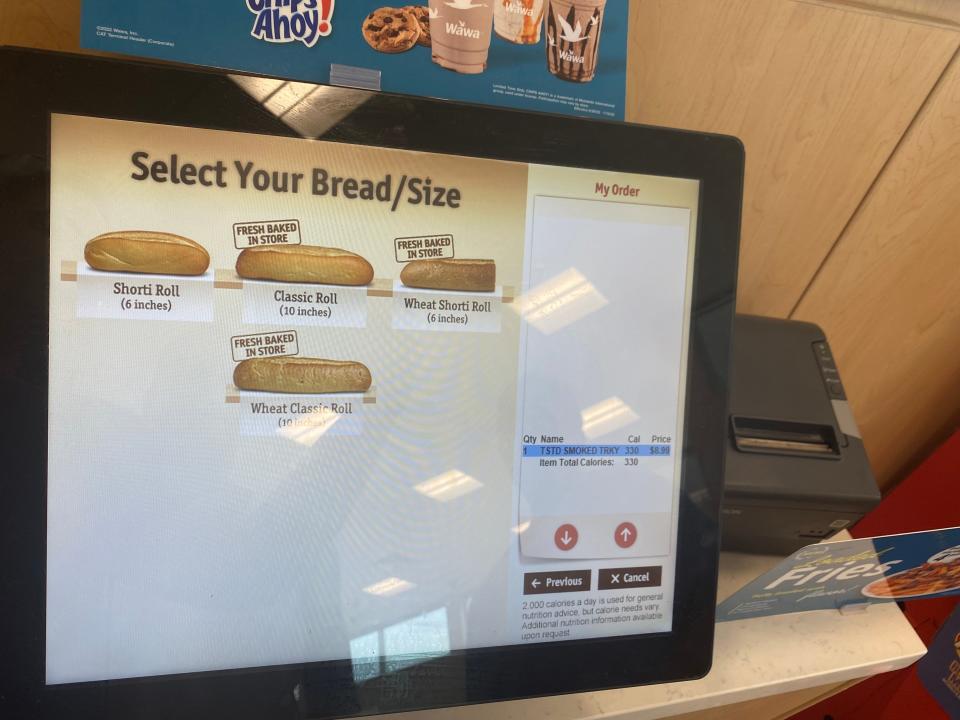 Sandwich ordering kiosk at Wawa