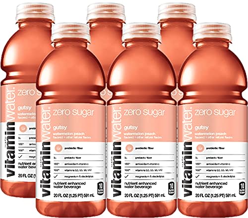 Vitamin Water Zero Gutsy Electrolyte Enhanced Bottled Water with Vitamins 20 Oz Bottles Pack of 6 Total of 120 Oz 20 Fl Oz Pack of 6