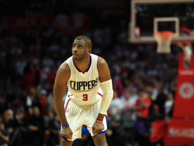 Chris Paul checks the clock. (Getty Images)