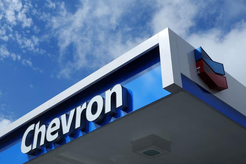 FILE PHOTO: A Chevron gas station sign is seen in Austin