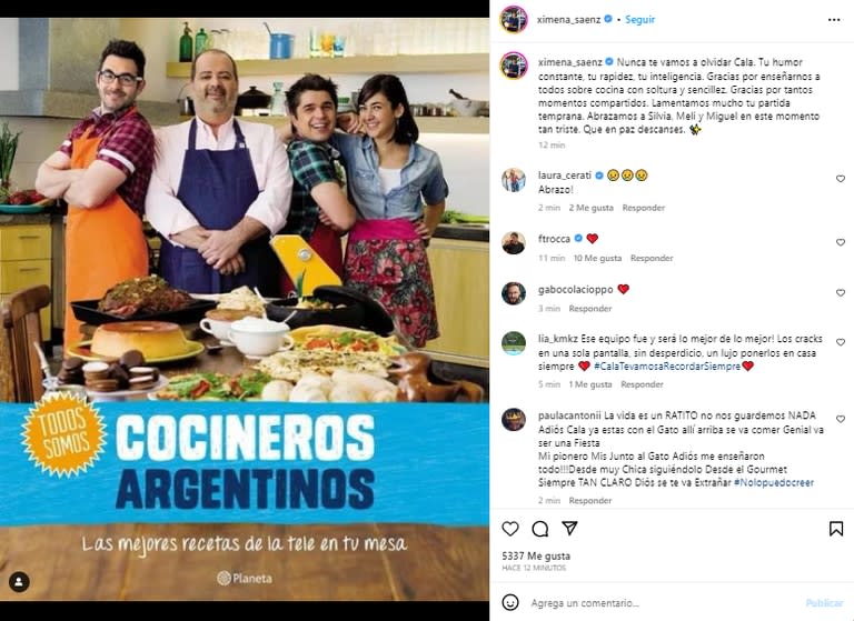 La cocinera Ximena Saenz se despidió de Guillermo Calabrese