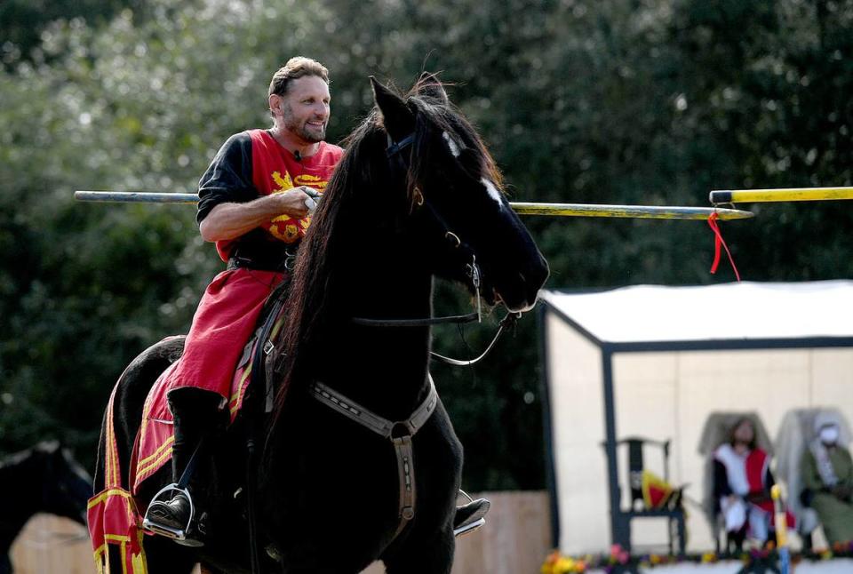 11/14/21—A member of New Riders of the Golden Age performs War Games at the Sarasota Medieval Fair in Myakka Sunday.