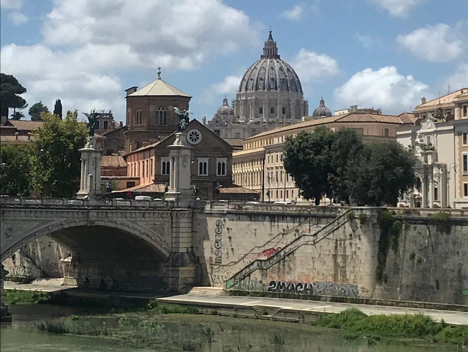 View of the Vatican from across the Tiber River in Rome, Italy