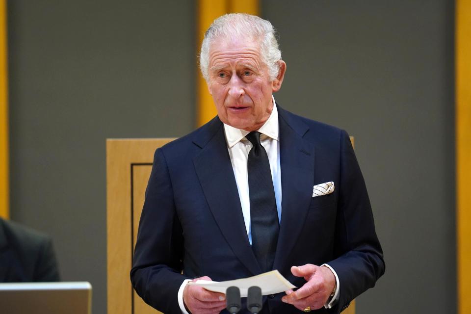 The King addresses the Senedd in Cardiff (Andrew Matthews/PA) (PA Wire)