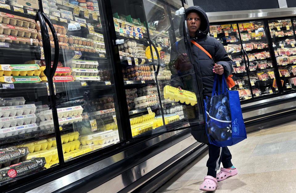 UNITED STATES - APRIL 6: A shopper takes a carton of eggs from the cooler in a grocery store in Washington, D.C., on Saturday, April 6, 2024. (Tom Williams/CQ-Roll Call, Inc via Getty Images)