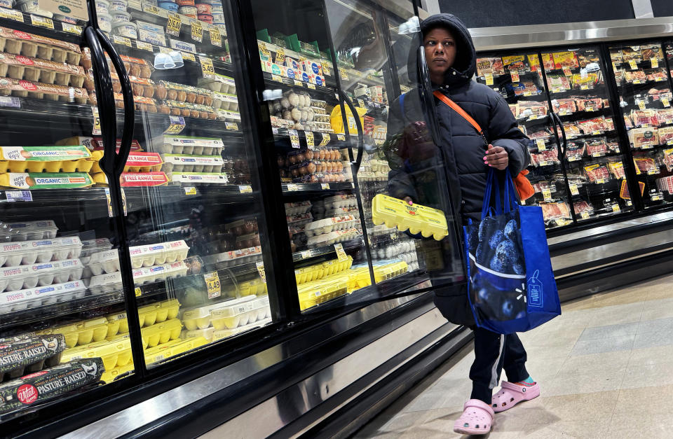 UNITED STATES - APRIL 6: A shopper takes a carton of eggs from the refrigerator at a grocery store in Washington, D.C., on Saturday, April 6, 2024. (Tom Williams/CQ-Roll Call, Inc via Getty Images)