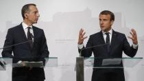 French President Emmanuel Macron and Austrian Chancellor Christian Kern speak to the media at a press conference in Salzburg, Austria, August 23, 2017.