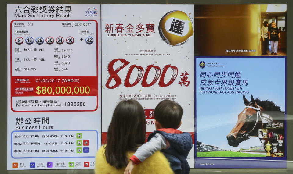 香港或其他地方不時會有大額攪珠彩票，好像昨晚六合彩一注獨贏的話會派過億元，現時1.5注中，每注都派超過8,200萬元。