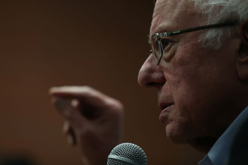 Democratic 2020 U.S. presidential candidate and Bernie Sanders speaks during a campaign rally in Ames, Iowa,