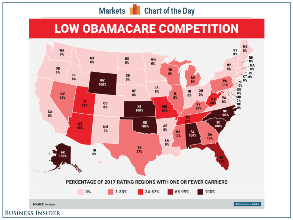 obamacare state exchange competition map COTD