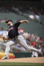 Cleveland Indians pitcher Sam Hentges (31 throws against the Minnesota Twins during the first inning of a baseball game, Sunday, June 27, 2021, in Minneapolis. (AP Photo/Stacy Bengs)