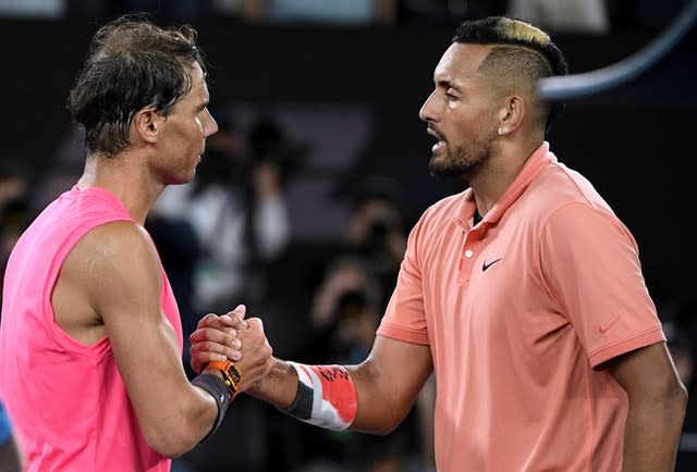 Nick Kyrgios, right, and Rafael Nadal put on a show on Rod Laver Arena