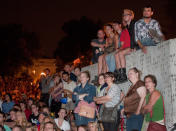 A larger than expected crowd watches the Walker Art Center's first "Internet Cat Video Film Festival," showcasing the best of cat films on the Internet in Minneapolis Thursday, Aug. 30, 2012. The Walker Art Center in Minneapolis held its first-ever online cat video festival, a compilation of silly cat clips that have become an Internet phenomenon, attracting millions of viewers for some of the videos. (AP Photo/Craig Lassig)