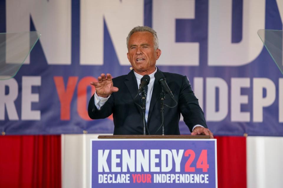 Presidential Candidate Robert F. Kennedy Jr. makes a campaign announcement at a press conference on 9 October 2023 (Getty Images)
