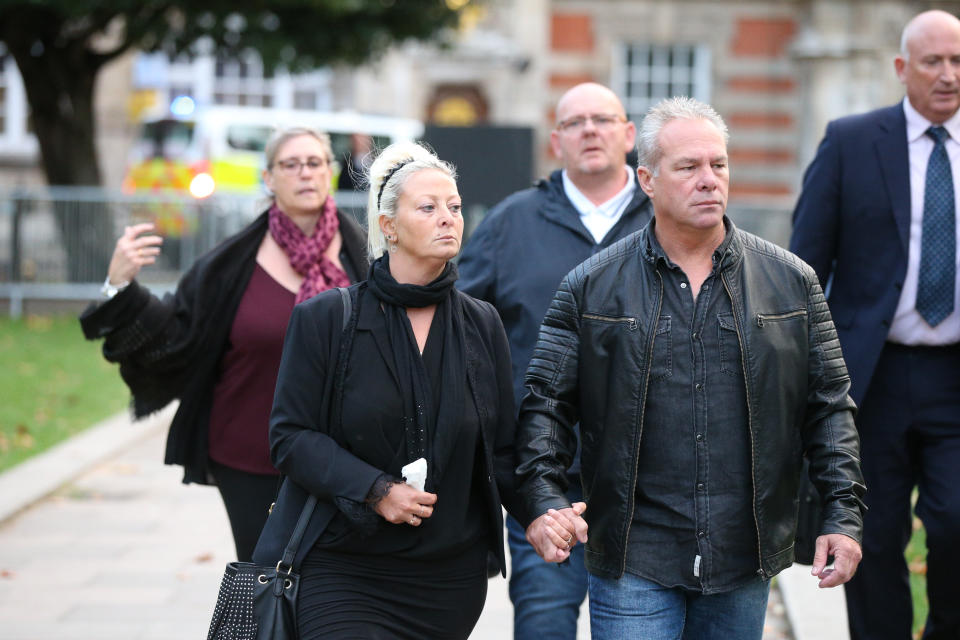 Charlotte Charles, the mother of Harry Dunn, arriving to speak to the media after leaving the Foreign and Commonwealth Office in London, where she met Foreign Secretary Dominic Raab. 19-year-old Harry was killed when his motorbike crashed into a car on August 27. The suspect in the case, 42-year-old Anne Sacoolas, was granted diplomatic immunity after the crash, but Prime Minister Boris Johnson, Mr Raab and Northamptonshire Police have asked the US to consider waiving it. PA Photo. Picture date: Wednesday October 9, 2019. See PA story POLICE Diplomat. Photo credit should read: Jonathan Brady/PA Wire (Photo by Jonathan Brady/PA Images via Getty Images)