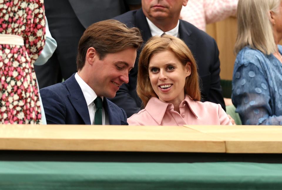 Princess Beatrice with her husband in the Royal Box ahead of the Men's Singles Semi Finals on day twelve of Wimbledon 2023 (Getty Images)