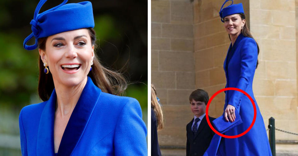 Two photos of Princess Kate attending Easter Mattins 