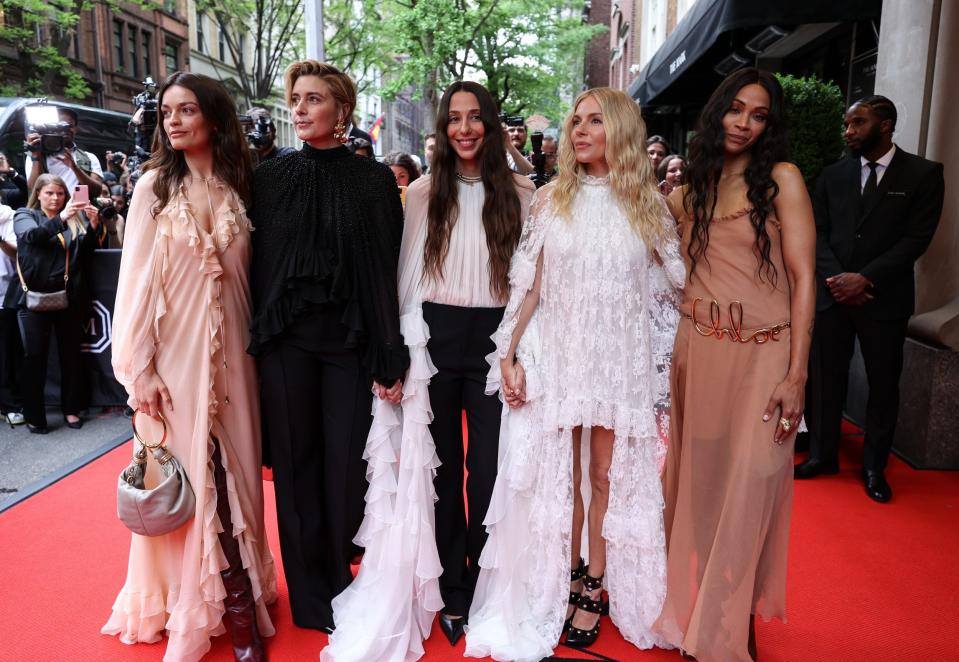 Chloé Girls: Emma Mackey, Greta Gerwig, Chemena Kamali, Sienna Miller and Zoe Saldana arrive at the ball