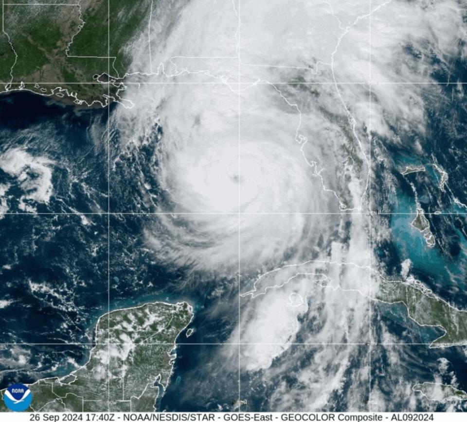 A satellite image shows Hurricane Helene over the Gulf Coast on Thursday (NHC)