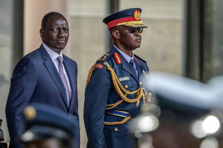 Kenyan President William Ruto (left) appointed General Francis Omondi Ogolla as defence chief a year ago (LUIS TATO)