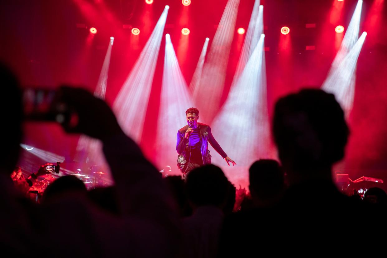 Grammy-winning singer, songwriter and dancer Usher performs at Trifecta Gala 2019, a Kentucky Derby Eve party in Louisville. May 3, 2019.