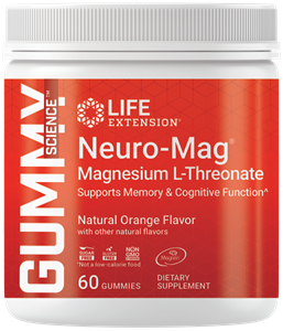 Magnesium plays an important role in the brain. Life Extension’s new Gummy Science™ Neuro-Mag® provides a form of magnesium that is well studied for cognitive health in a sugar-free* gummy with a tasty orange flavor.