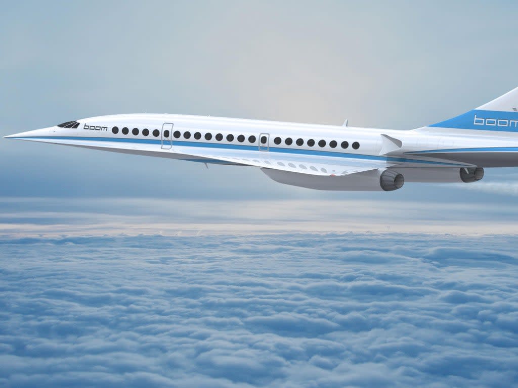 Nicknamed ‘Baby Boom’, the new aircraft can fly between London and New York in just over three hours (Boom Supersonic)